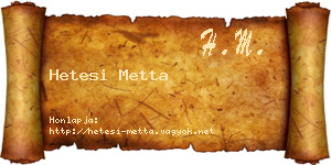 Hetesi Metta névjegykártya